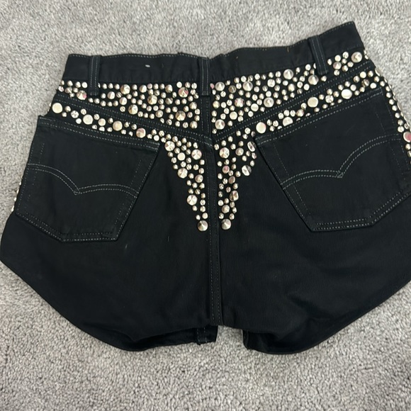 Vintage 1989 Custom Studded Denim Lined Shorts - Picture 2 of 4